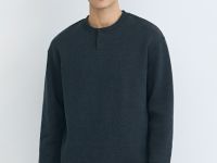 Свитшот с вырезом хенли, Синий