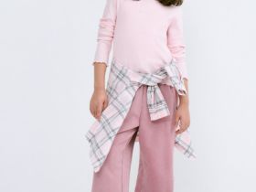 Лонгслив в рубчик для девочек, Розовый