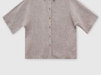 Льняная рубашка с коротким рукавом