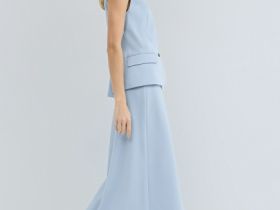 Юбка миди А-силуэта, Голубой