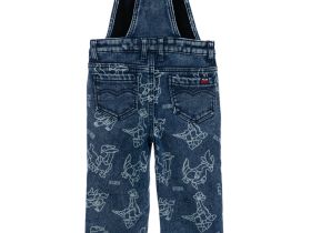 Полукомбинезон текстильный джинсовый утепленный флисом для мальчиков