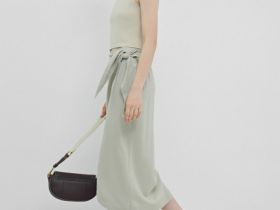 Юбка миди изо льна, Бежевый