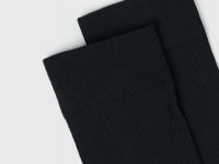 Носки из мерсеризованного хлопка в рубчик, Черный