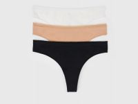 Трусы-танга с кружевом по поясу, 3 шт., Белый