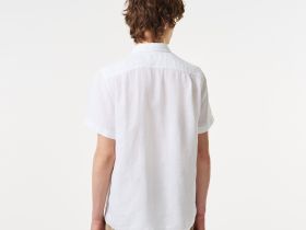 Мужская льняная рубашка Lacoste с коротким рукавом