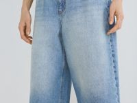 Джинсовые шорты-бермуды с высокой посадкой, Голубой