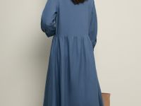 Платье А-силуэта с добавлением льна