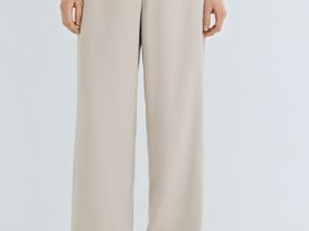 Прямые брюки с эластичным поясом, Бежевый