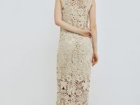 Ажурное платье миди А-силуэта, Бежевый