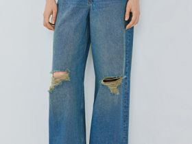 Джинсы со средней посадкой, Синий