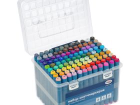 Набор двусторонних маркеров для скетчинга Гамма "Студия" 108 цв., основные цвета, пулевид./клиновид.