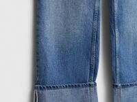 Прямые джинсы с отворотами, Голубой