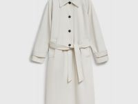 Однобортный длинный плащ, Бежевый