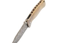 Нож складной LionSteel SR1DI G, сталь дамаск, рукоять титан