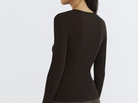 Приталенный джемпер с люрексом, Коричневый