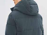 Утеплённая куртка с капюшоном из фактурной ткани, Серый