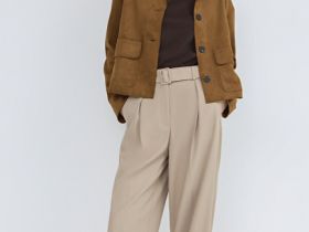 Зауженные брюки с поясом, Бежевый