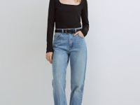 Лонгслив с квадратным вырезом, Черный