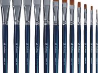 Кисть синтетика №20 плоская Альбатрос "Байкал" длинная ручка