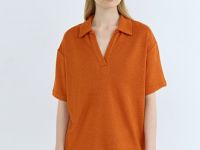 Поло из кроеного трикотажа, Оранжевый