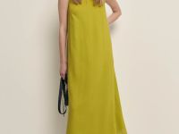 Платье миди льняное с округлым вырезом