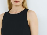 Платье А-силуэта из смесового льна, Черный