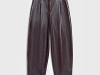 Брюки О-силуэта из искусственной кожи, Фиолетовый