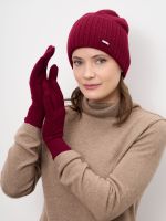 Шапка из кашемира 04301 бордовая