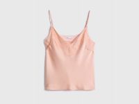 Сатиновый топ с кружевом, Оранжевый