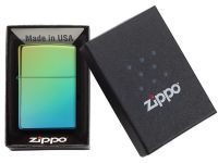 Зажигалка ZIPPO Classic с покрытием High Polish Teal, латунь/сталь, зелёная, глянцевая, 36x12x56 мм
