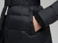 Пуховое полупальто с поясом приталенного силуэта