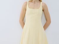 Платье миди с вырезом каре, Желтый