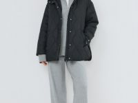 Удлинённая куртка с капюшоном, Черный