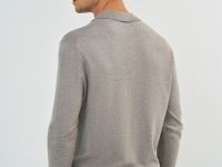 Вязаный джемпер-поло с длинным рукавом, Бежевый