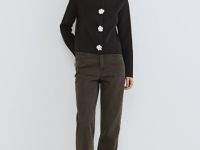 Кардиган с декоративными пуговицами, Коричневый