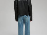 Утепленная кожаная куртка-косуха свободного кроя