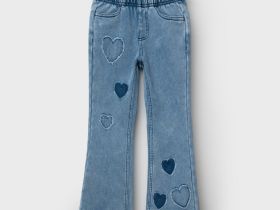 Брюки текстильные джинсовые утепленные флисом для девочек