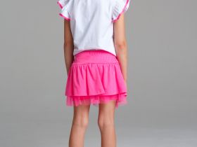 Комплект трикотажный для девочек: фуфайка (футболка), юбка-шорты