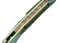 Складной нож TUOTOWN Guerrero, сталь M390, рукоять Green Crystal Ti/Green Carbon Fiber