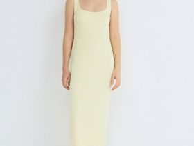 Платье в рубчик, Желтый