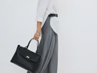 Юбка макси из сатина, Серый