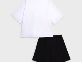 Комплект трикотажный для девочек: фуфайка (футболка), шорты