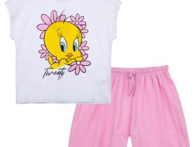 Комплект трикотажный для девочек: фуфайка (футболка), шорты