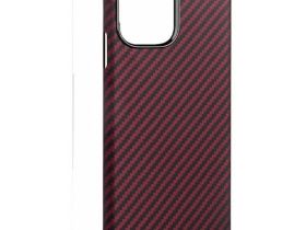 Чехол-накладка Kzdoo Keivlar Case для iPhone 14 Plus карбоновый (черно-красный в полоску)