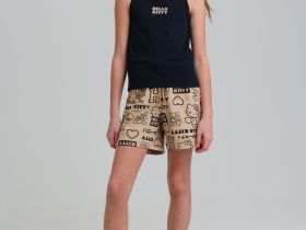 Комплект трикотажный для девочек: майка, шорты, фуфайка (футболка)