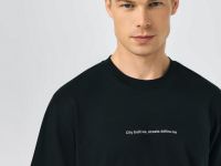 Футболка с принтом и патчем, Черный