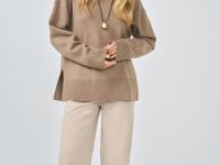 Прямые брюки из вельвета, Бежевый