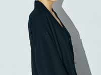 Кимоно на завязках из вискозы и льна, Черный