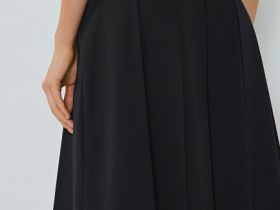 Юбка миди со складками, Черный