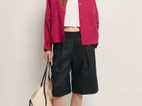 Жакет с добавлением льна и отложным воротником